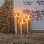 Amber Glass Flameless LED Candle Set