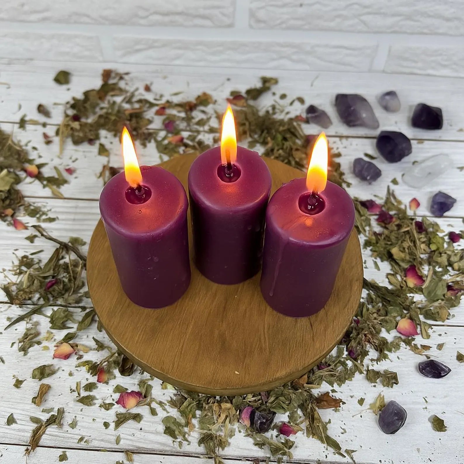 Set of 3 Purple Ritual Candles