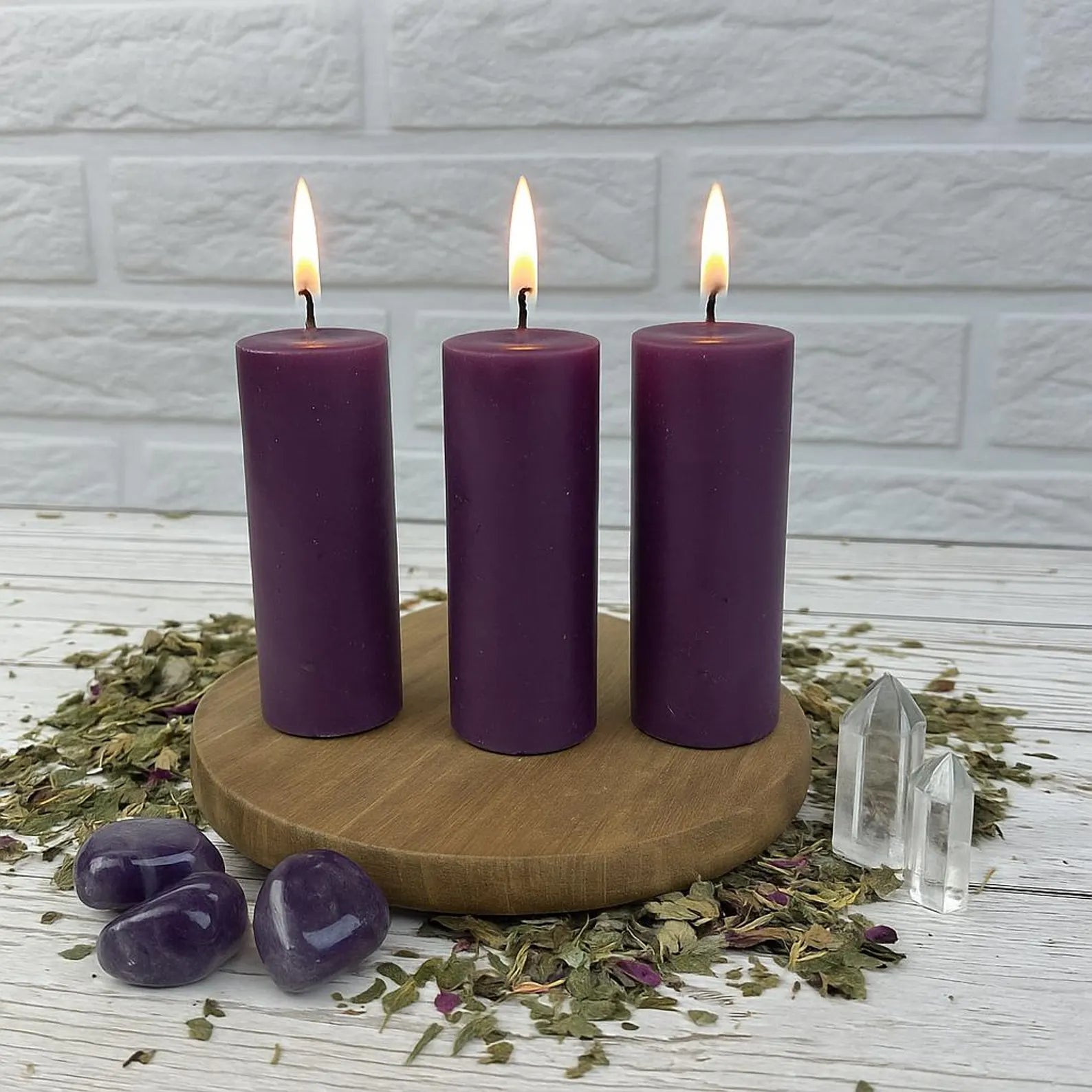 Set of 3 Purple Ritual Candles