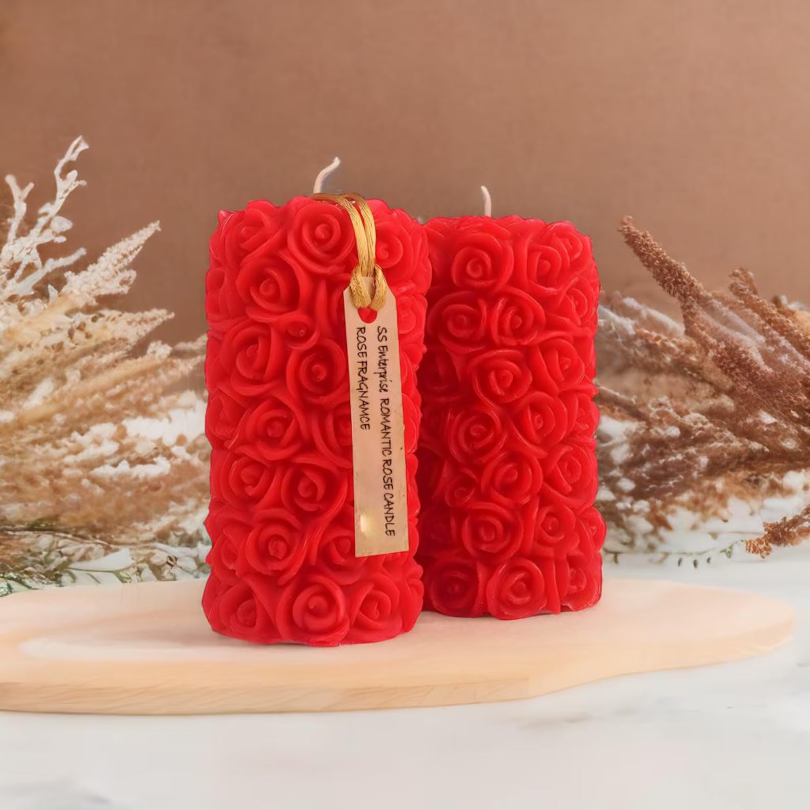 Rose Soya Wax Pillar Candle