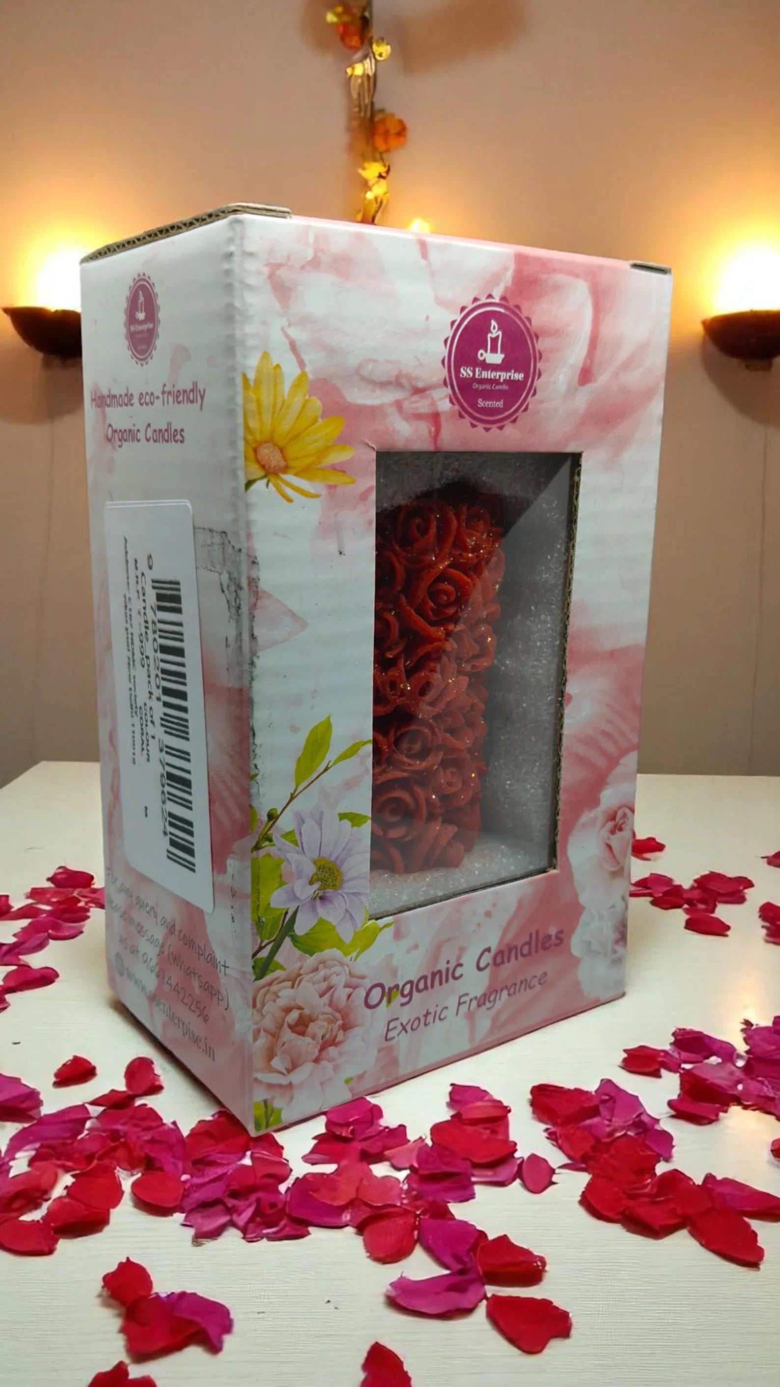 Rose Soya Wax Pillar Candle