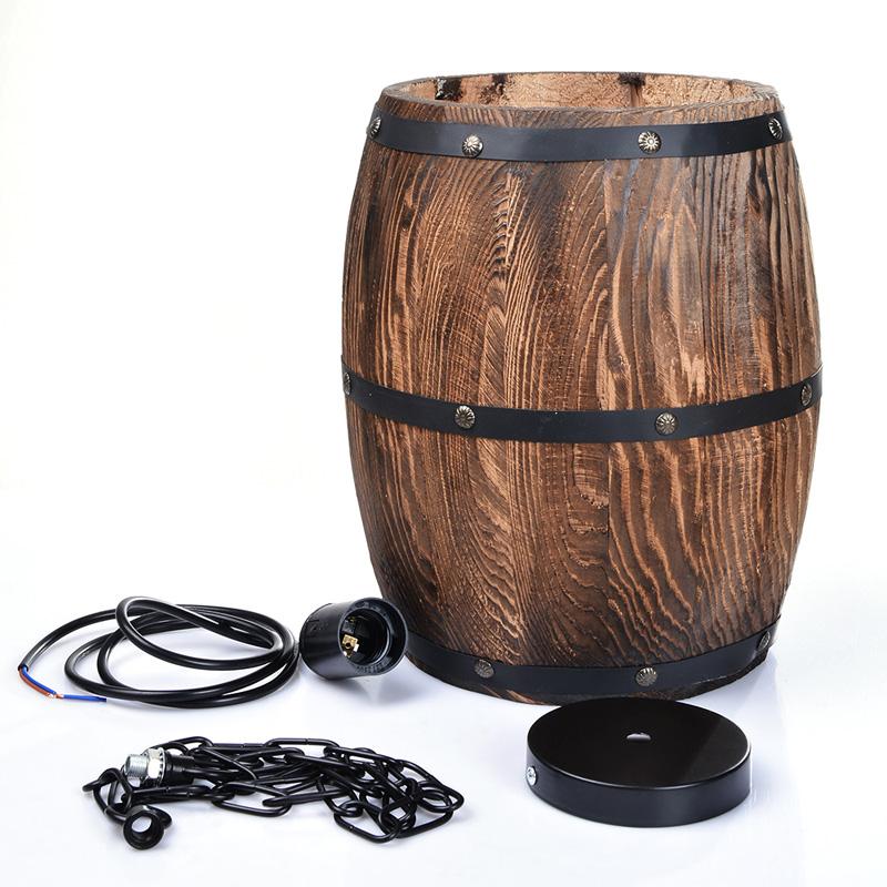 Erato - Hanging Wooden Wine Barrel Light
